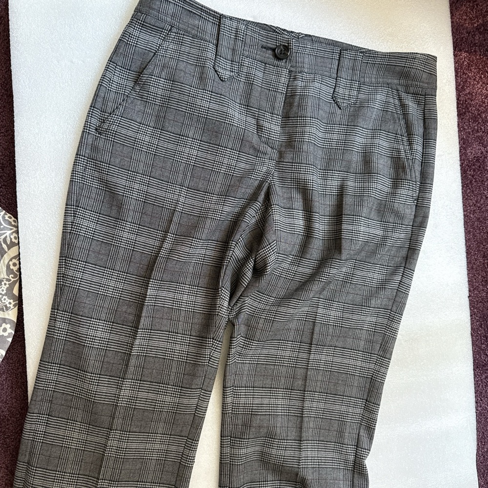 CAbi womens Black and Gray Checkered Dress Pants